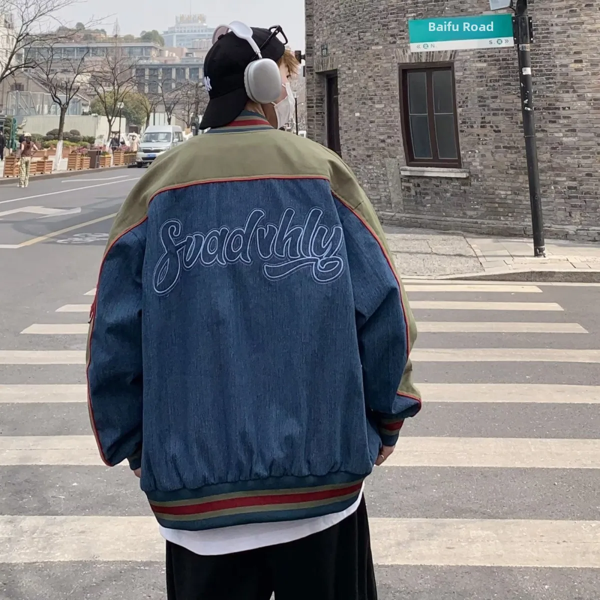 Retro American Sle Baseball Jaet Jeans larghi Splicing Uomo Donna Primavera Autunno Nuovo Sle Cappotto capispalla alla moda