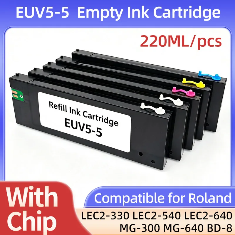 Многоразовый чернильный картридж EUV5-5 объемом 220 мл, совместимый с Roland VersaUV LEC2, LEC2-330, LEC2-540, LEC2-640, TrueVIS MG-300, MG-640, BD-8.