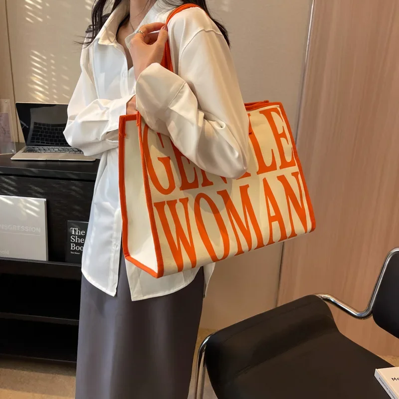 Canvas Bag Fashionable Printed Shoulder Bag Versatile Casual Tote Bag Mother Kids Bags for Girl Shopping Bags Bolsos De Mujer