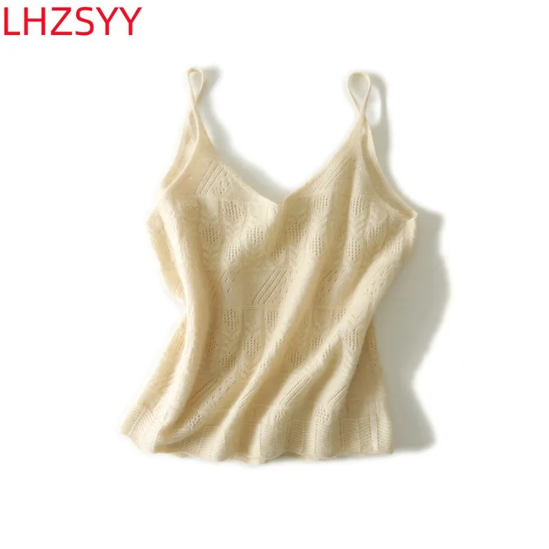 

LHZSYY Seamless line Garment Pure Cashmere Halter Vest 23 Ladies Four Seasons Inside Vest Soft Hollow Sling High-Grade Women Top