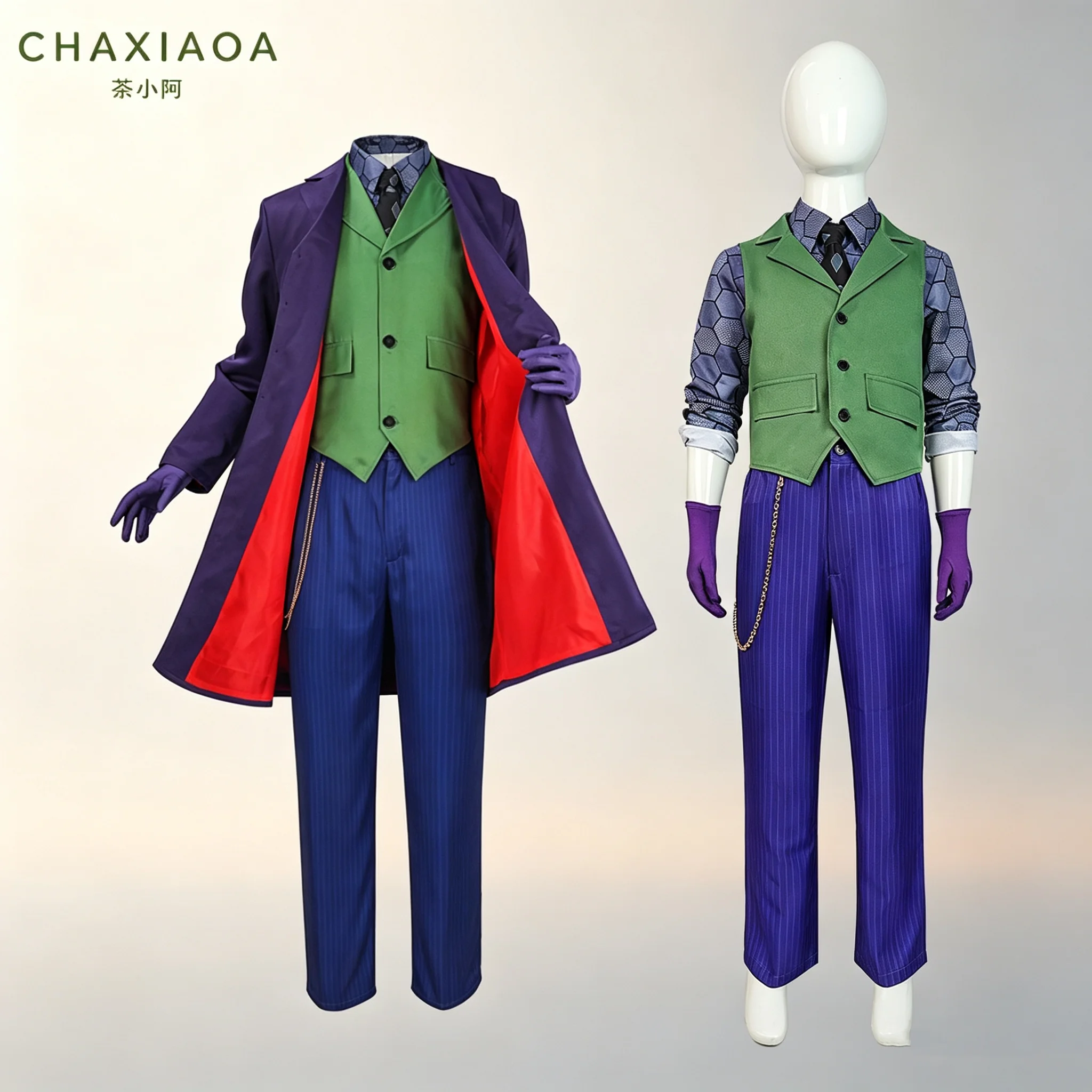 Kids Clown Heath Ledger Cosplay Costume Boys Purple Coat Suit Full Set Halloween Villain Roleplay Party Stage Performance Outfit
