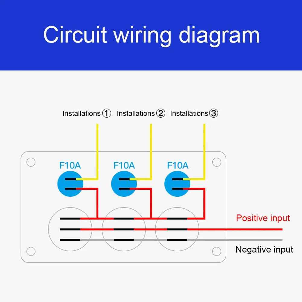 

12V-24V Toggle Switch Panel Light 10A Fuse Blade ON Off Toggle Switch Panel 3 Buttons for Boat Truck Trailer Camper Caravan RV
