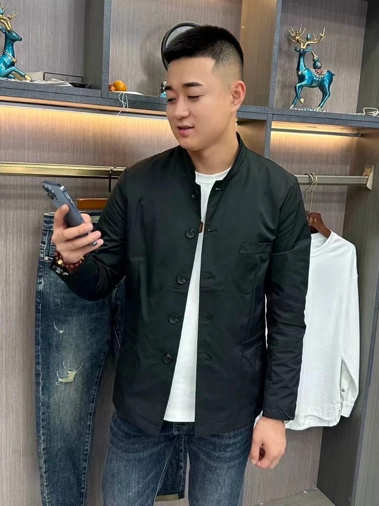 

Men's Faionable Stand Collar Jaet Coat Comfortable High Quali Autumn Winter New Sle Youthful Antimicrobial Long Sve