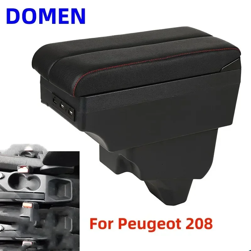 

New For Peugeot 208 Armrest box For Peugeot 2008 2019 2020 2021 2022 2023 Retrofit parts Interior Storage box Car accessories