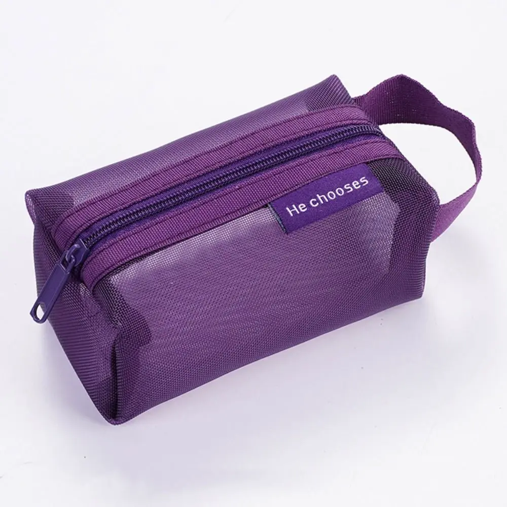 Durable Portable Square Mesh Storage Pouch Breathable Lightweight Mini Zipper Coin Purse Large Capacity Key Bags