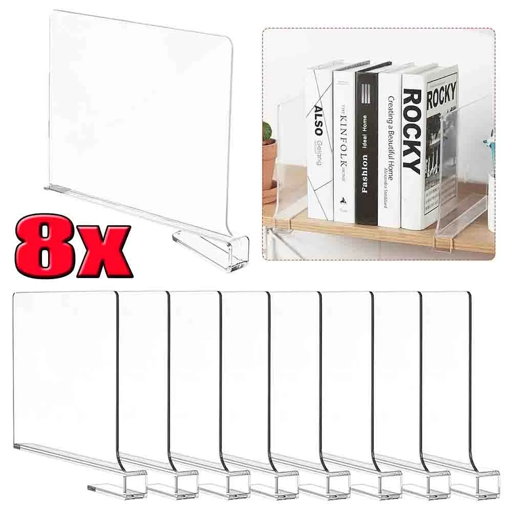 8er-Pack Transparente Acryl-Regalteiler, Multifunktionale Regalteiler, 30 x 20 cm Regalteiler, Schrankteiler für Schlafzimmer, Küche, Schränke und Organisation