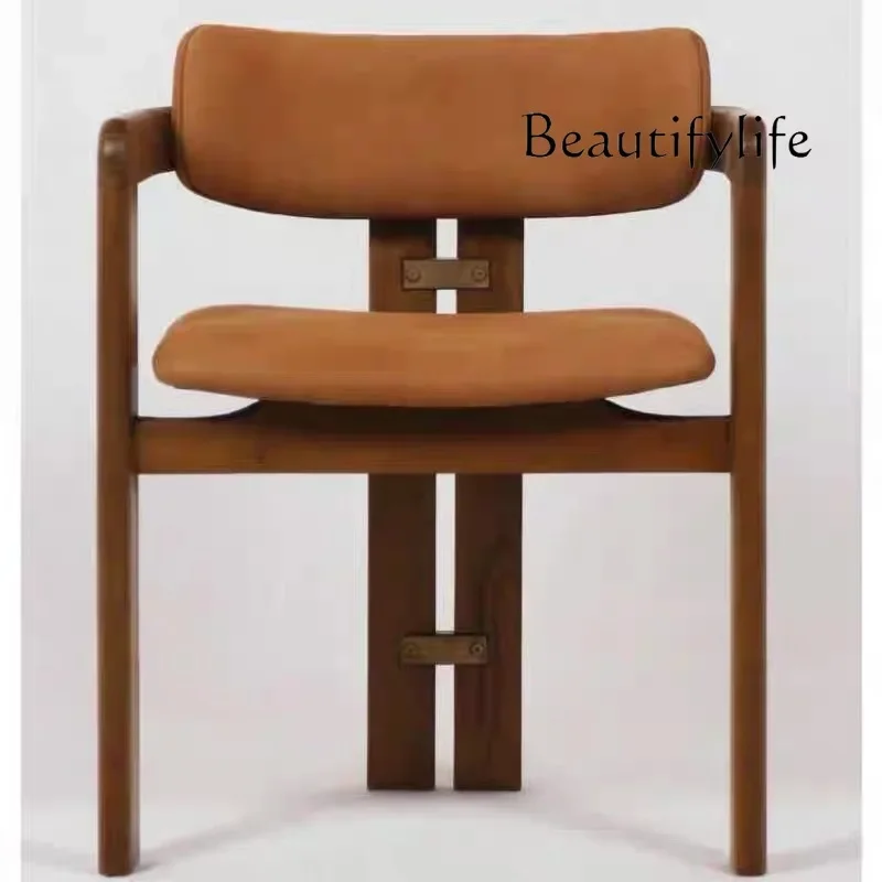 

Nordic simple single leisure chair postmodern restaurant light luxury solid wood dining chair negotiation back chair