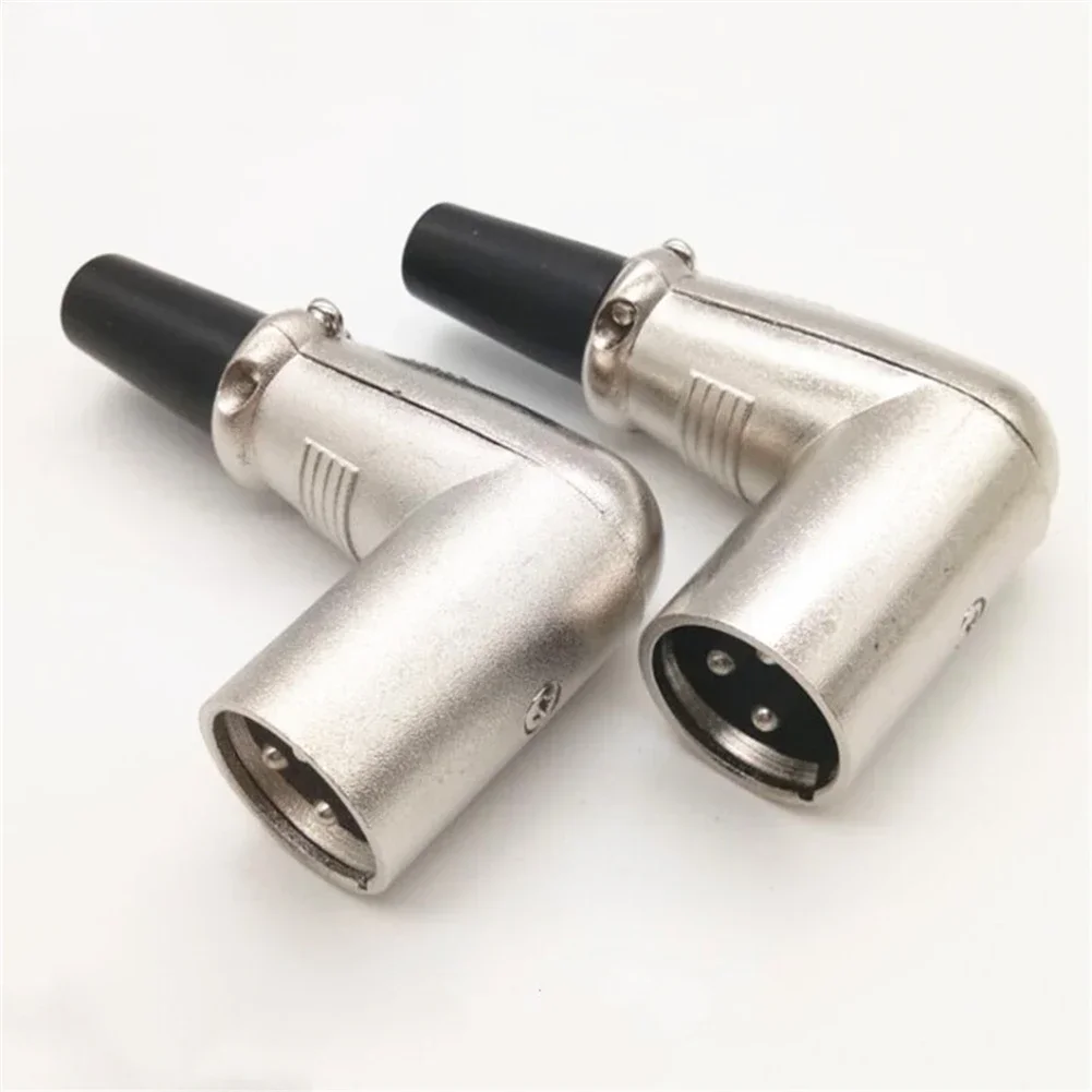 100% Brand New Converter Right Angle XLR Plugs 1 Pack 1 Pcs 3-Pin Adapter Black&Silver Female Female-Male Male