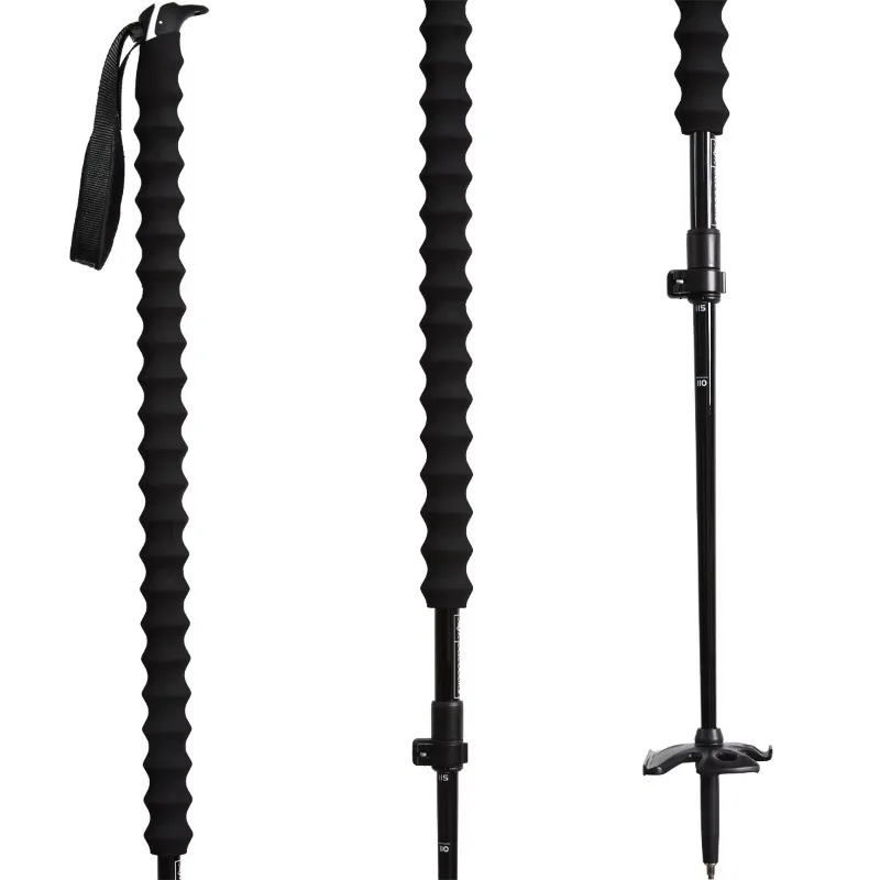 

Two-piece telescopic carbon graphite ski pole with extended EVA foam handle