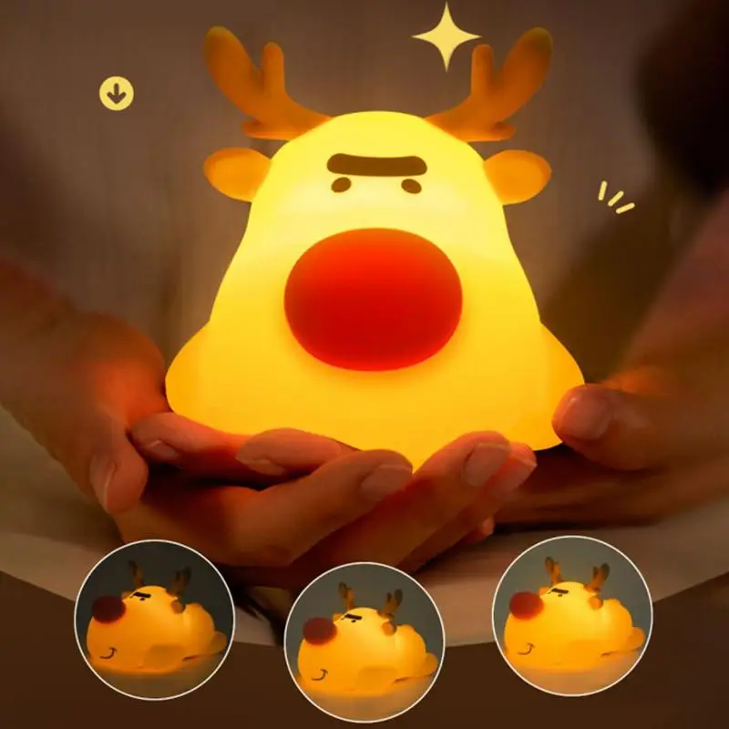 

Nursery Night Lights Cute Reindeer Night Light Deer Lamp Eye Protection Timer Night Light Living Room Decoration For Babies