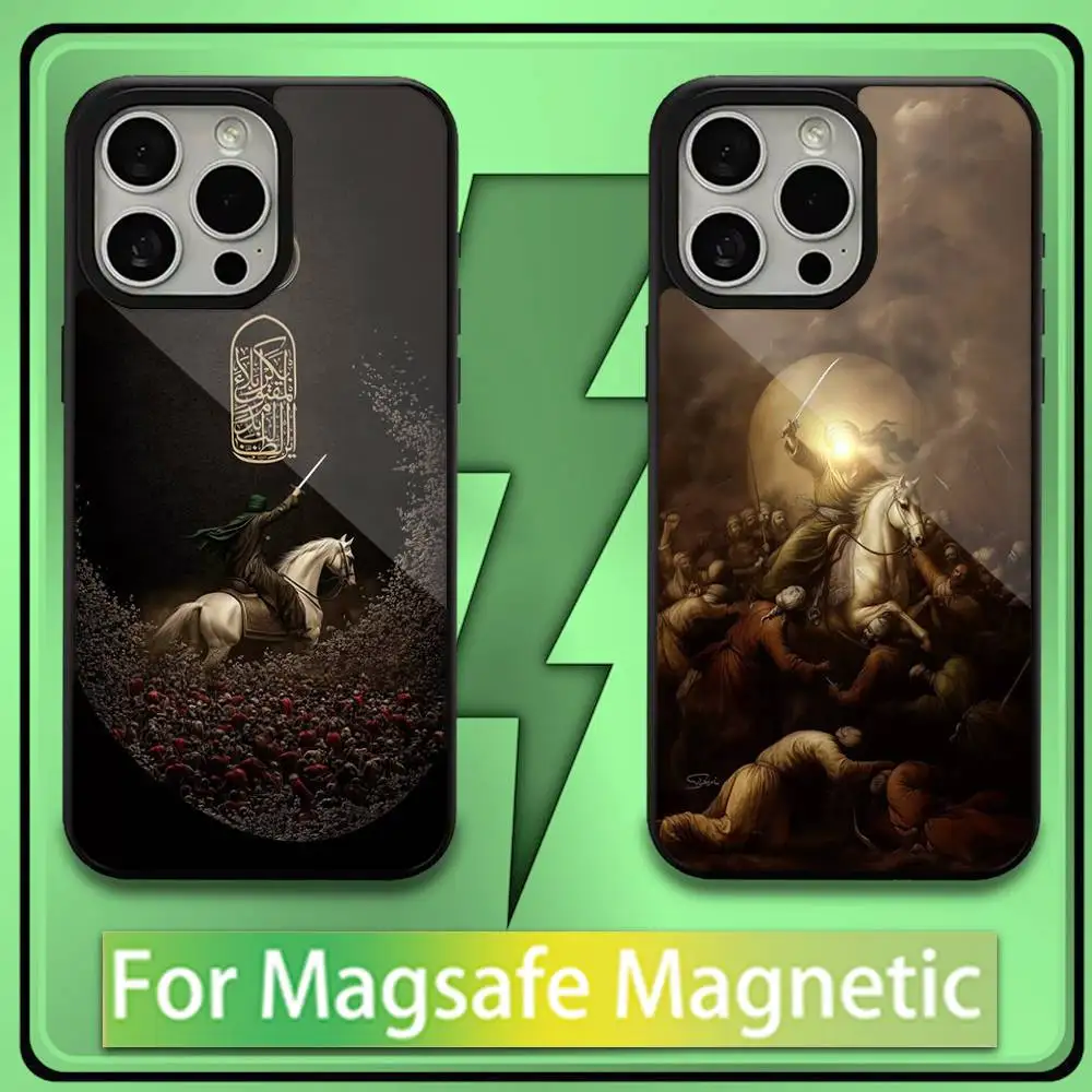 

Imam Hussain Shia Ali Phone Case For iPhone 16,15,14,13,12,11,Plus,Pro,Max,Mini Soft Magesafe Magnetic Wireless Charge