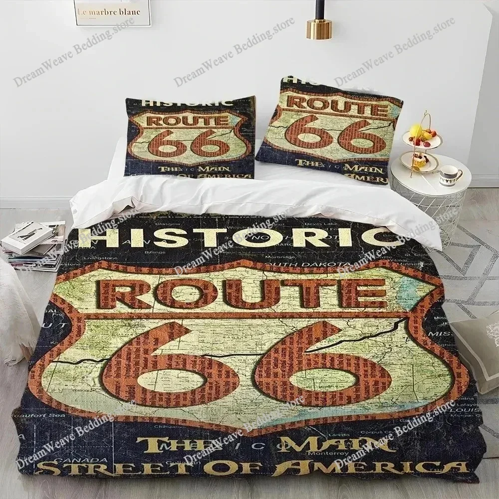 Historic Route 66,Mother Road,mãe Estrada Style Duvet Cover Pillow Case Bedding Set Quilt Cover Double Bed Home Textile