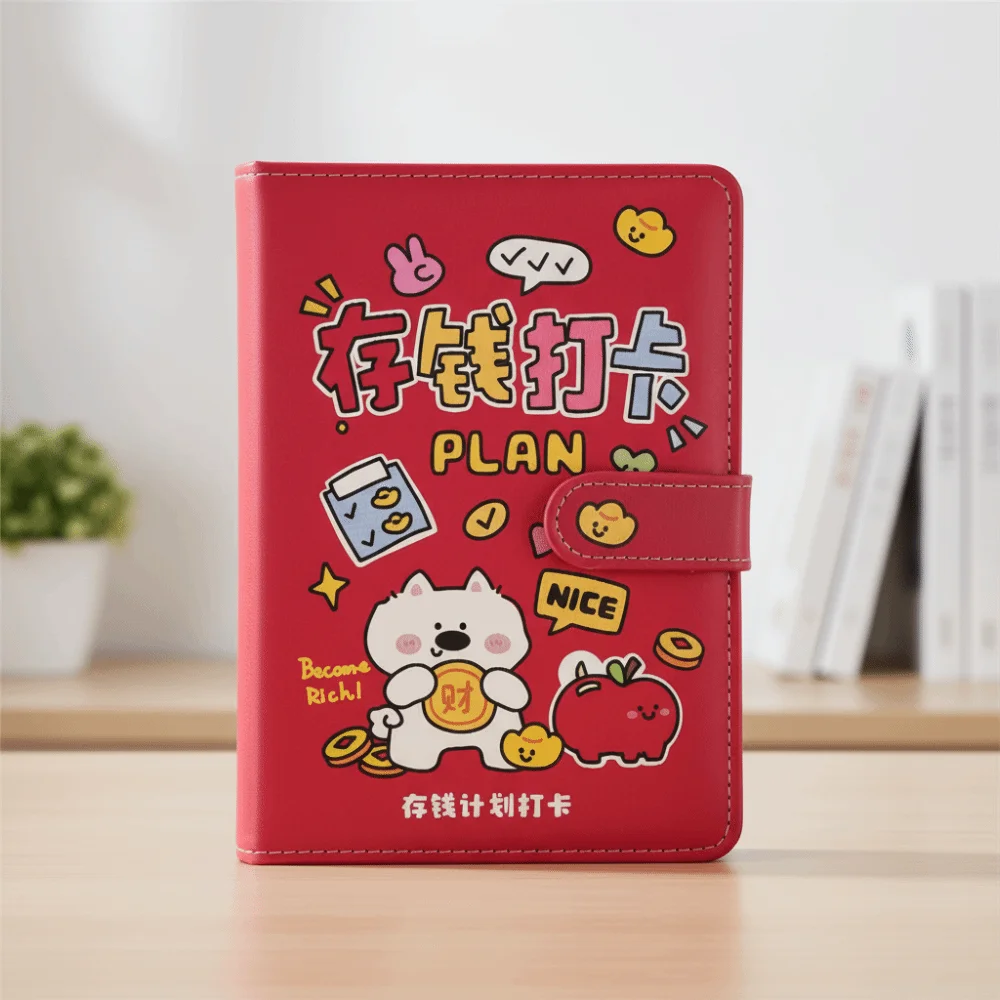 Easy To Use Wallet Storage Saving Money Binder Handbook PU Leather Planner Organizer 50Sheets Cash Envelopes Account Book Family