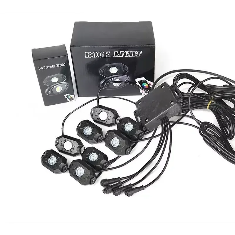 Factory Direct Supply 8-piece RGB LED Underglow Light Kit APP Controlled Aluminum Housing Multicolor Waterproof Underglow