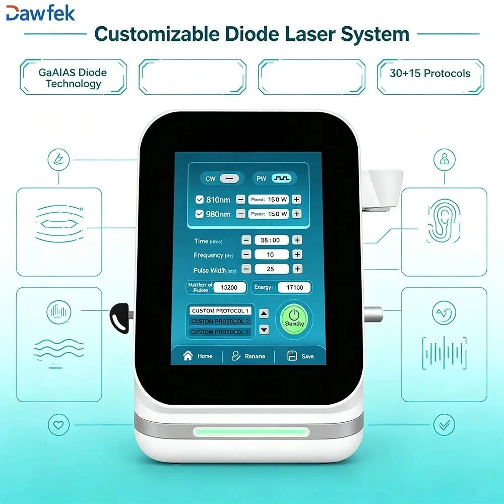 Dawfek 30W Class 4 Laser Therapy MachineHigh Power Red Light Laser Physiotherapy Device for Pain Relief Inflammation Treatment