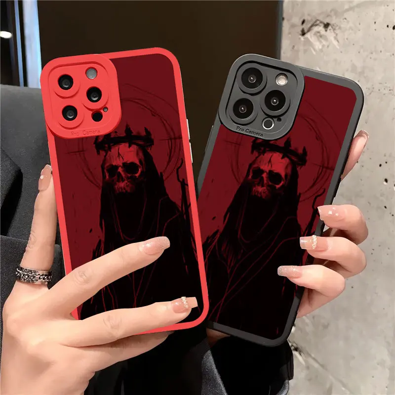 Fashin Skeleton Skull Pattern Phone Case For iPhone XR X XS 12 13 11 14 Plus Pro MAX 7 8 Plus SE 2020 Soft Silicone Back Covers