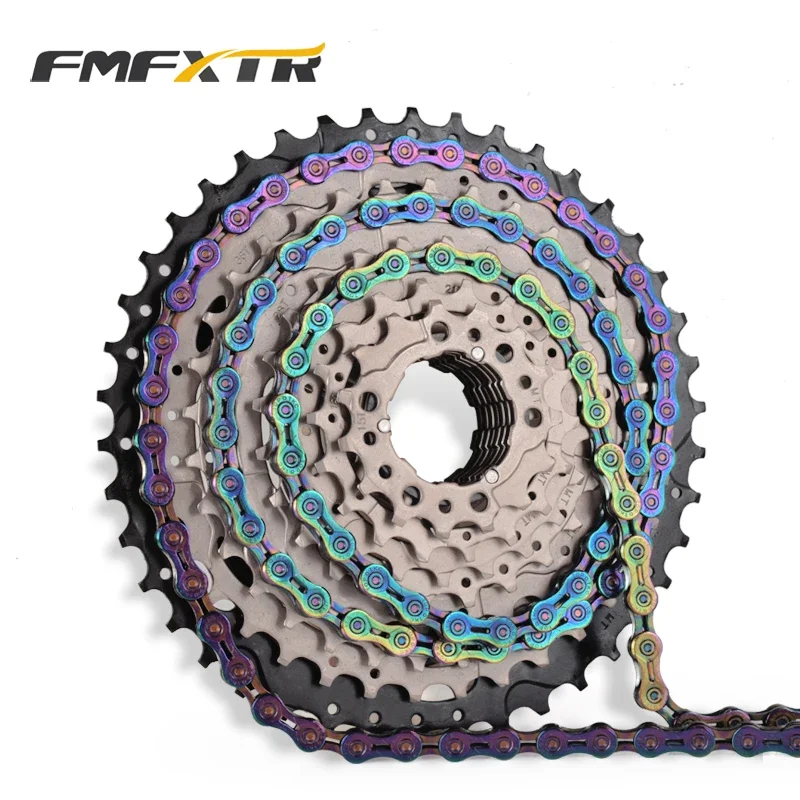 FMFXTR Bicycle Chain 6 7 8 9 10 11 Speed Velocidade Titanium Plated TI Gold Silver Mountain Road Bike MTB Chains Part 116 Links