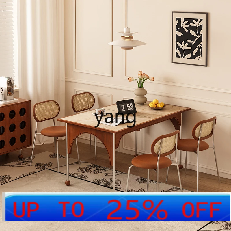 

lmm solid wood retractable dining table small apartment folding long table household antique retro dining table