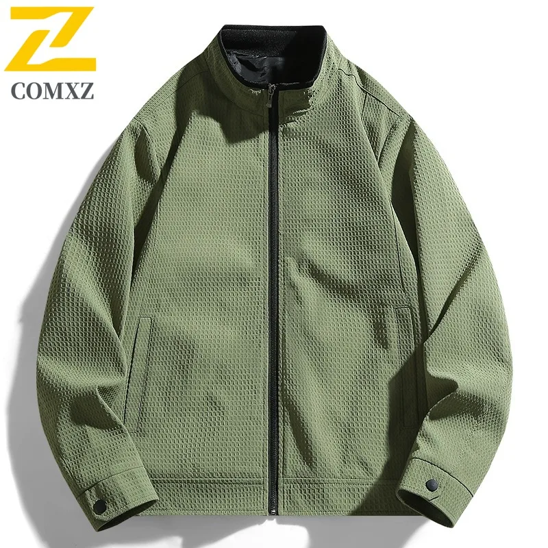 

COMXZ Men Chaqueta 2025 Solid Color Stand Collar Windproof Outdoor Running Fly Fishing Hunting Lightweight Outerwear Jacket