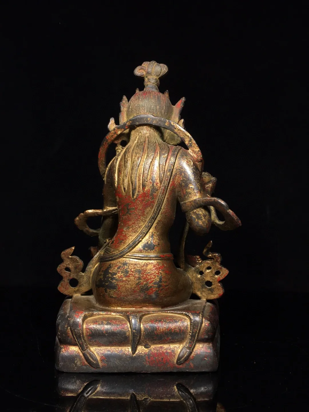 Tibetan Nepalese Old Yellow Copper Gilded Vajra Buddha Tara Protector Decoration Method Home Buddha Hall Supplies 22cm