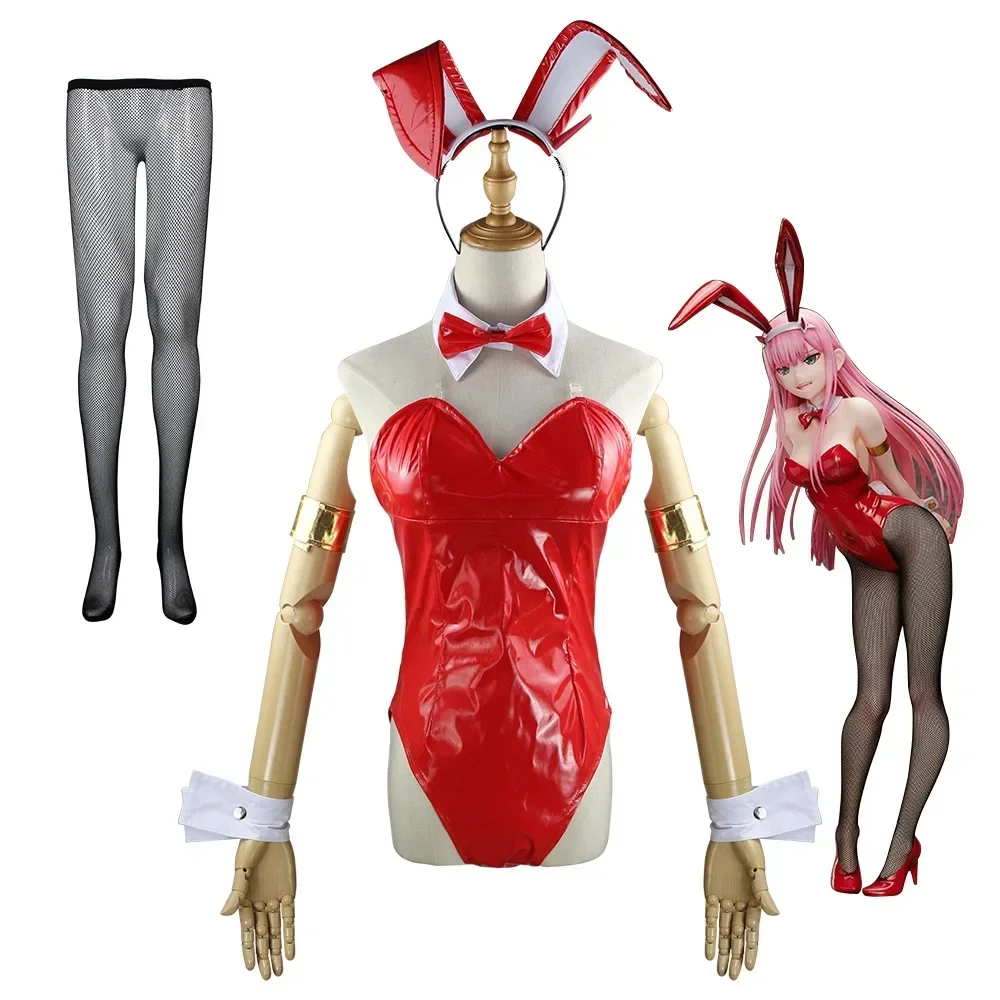

ROLECOS Anime DARLING In The FRANXX Cosplay Costume Zero Two Bunny Girl Cosplay Costume 02 Sexy Women Jumpsuit