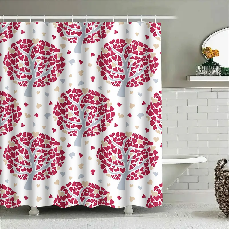 

Занавеска для душа ко Дню святого Валентина с рисунком сердца дерева для декора ванной комнаты, настраиваемый размер
