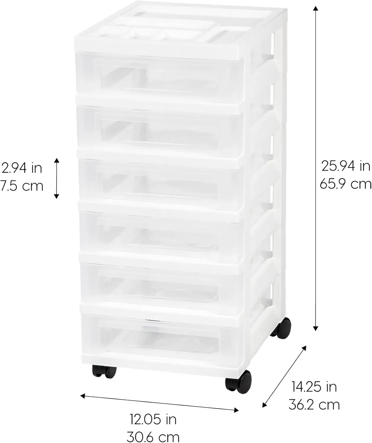 

Iris Usa Plastic Drawer Storage Organizer Rolling Cart, With Wheels Casters, 6-Drawers, For Classroom Art Craft Supplies
