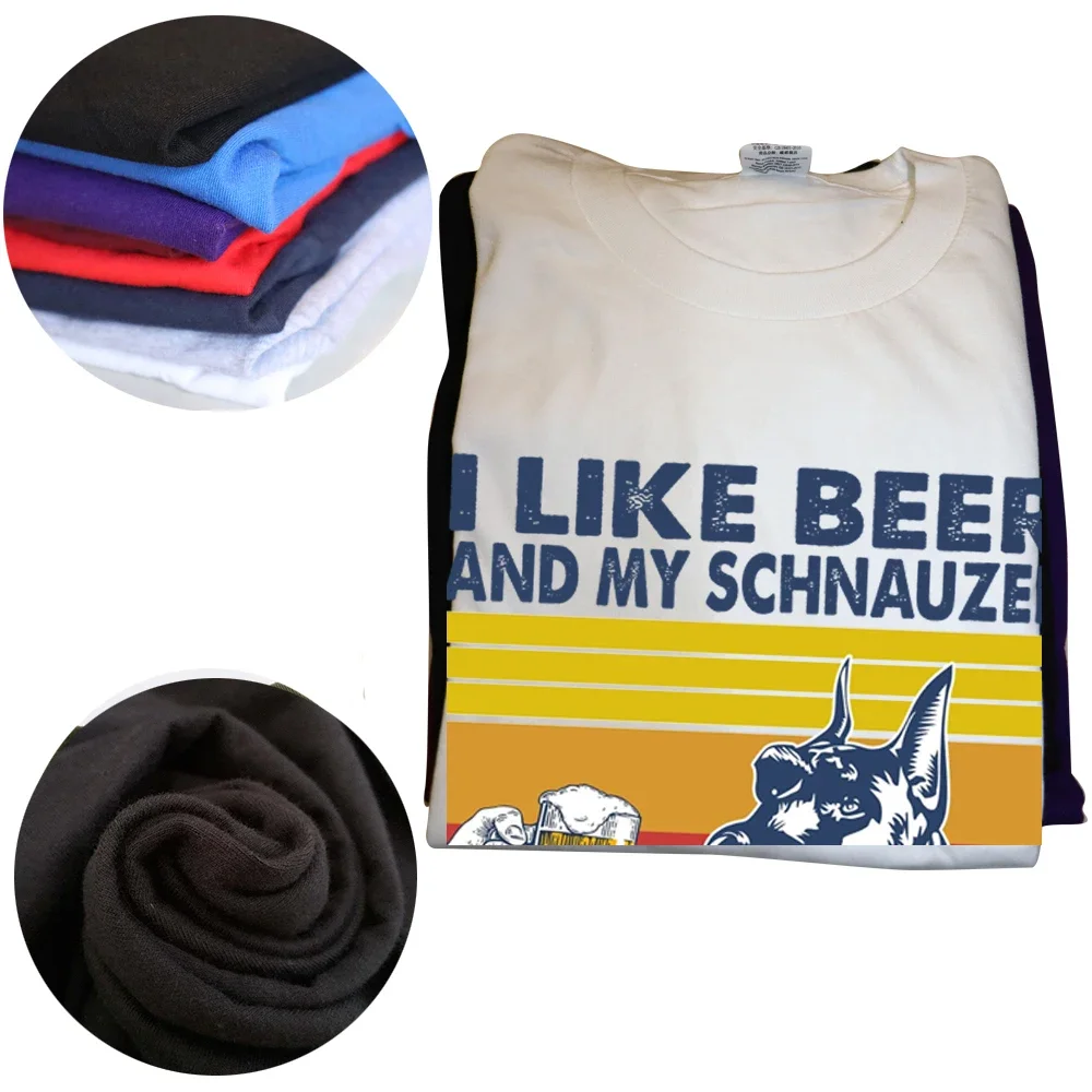أنا أحب البيرة وبلدي Schnauzer الكلب وربما 3 أشخاص تي شيرت الرسم القطن الشارع الشهير قصيرة الأكمام هدايا عيد تي شيرت الرجال