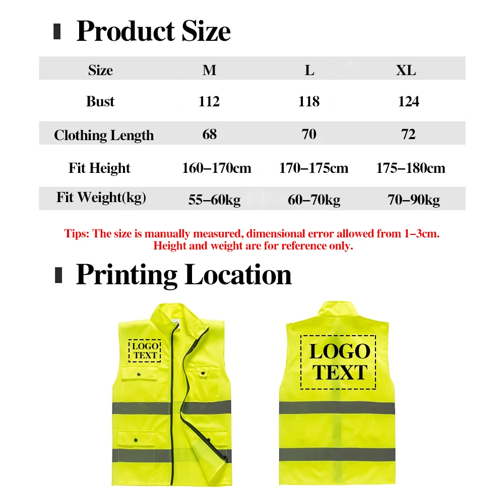 Hi Vis Vest Multi Pockets High Visibility Reflective Vest Man Working Clothes High Collar Motorcycle Cycling Safety Jacket