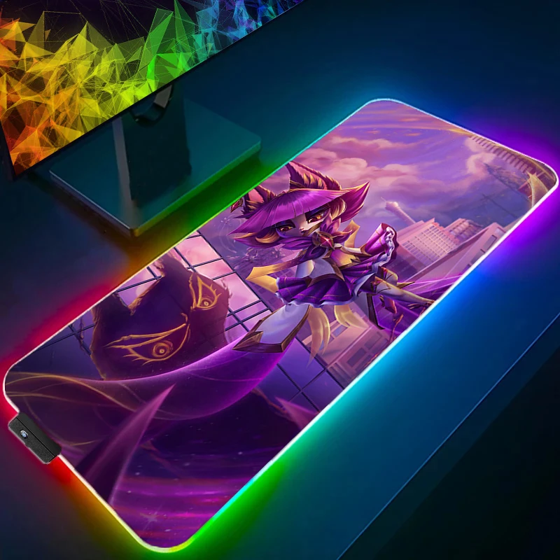 

Коврик для мыши со светодиодной подсветкой RGB, большой коврик для геймера, настольный коврик, компьютерная клавиатура, игровые аксессуары, ковер, коврик для мыши L-league of Legends Vex