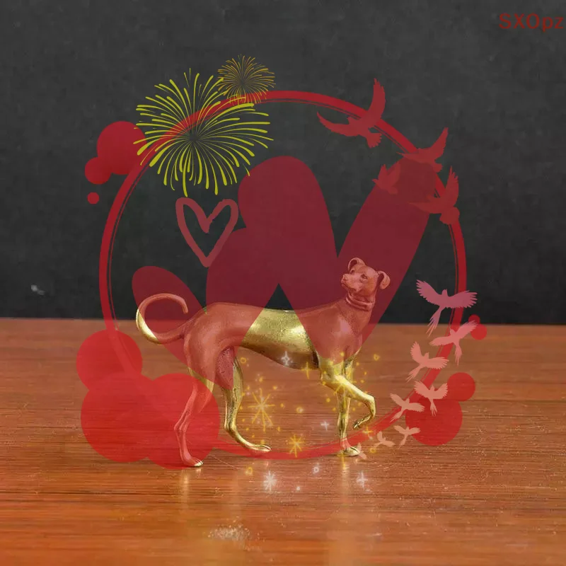 1Pcs Vintage Copper Animal Miniatures Figurines Decorations Gifts Solid Brass Loyal Dog Desk Ornaments Home Decor Crafts