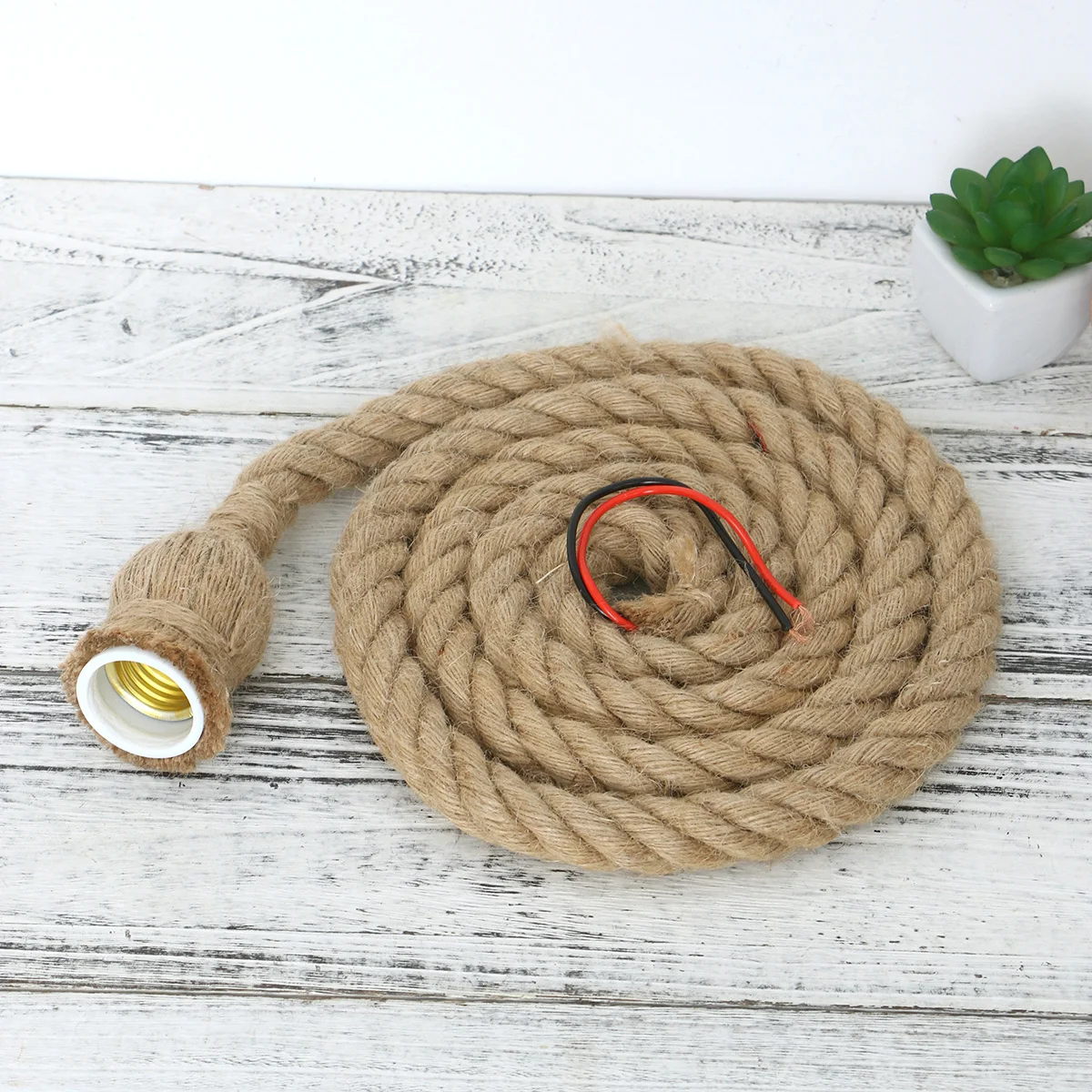 

2 M Hemp Rope Light Rustic Vintage Handmade Single Bulb Connector DIY Village Decoration for Cafe Bar