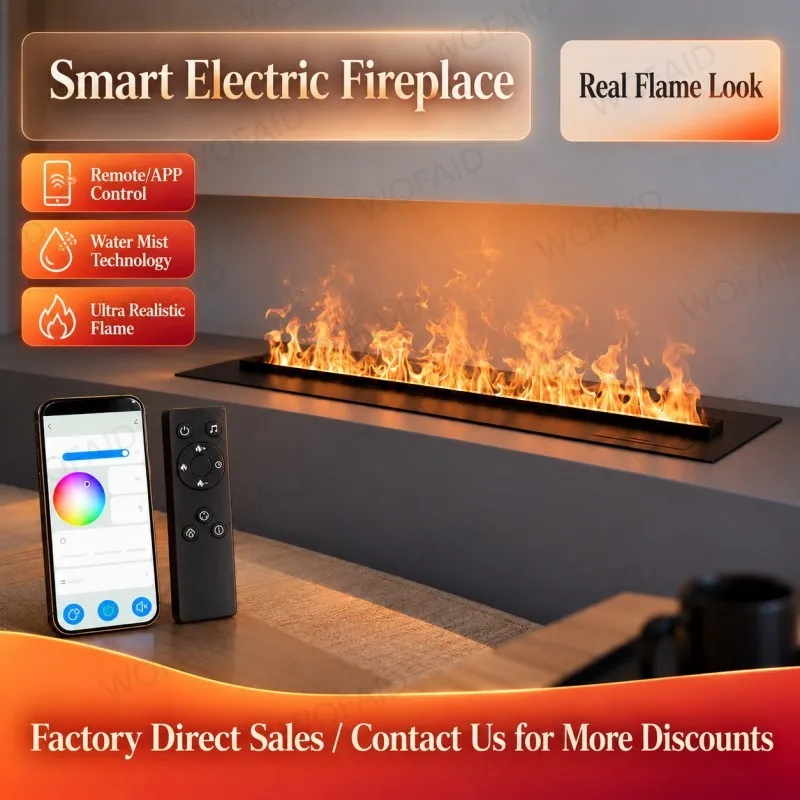 WOFAID Water Vapor Fireplace with Customizable LED Flame Colors for Contemporary Homes Electric Fire Place for Wall Камин Fire