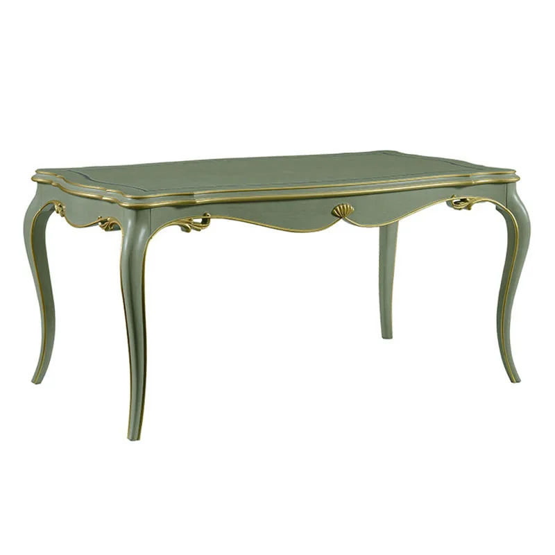 

French European combination Neoclassical birch fabric dining chair rectangular dining table and chair combination furniture