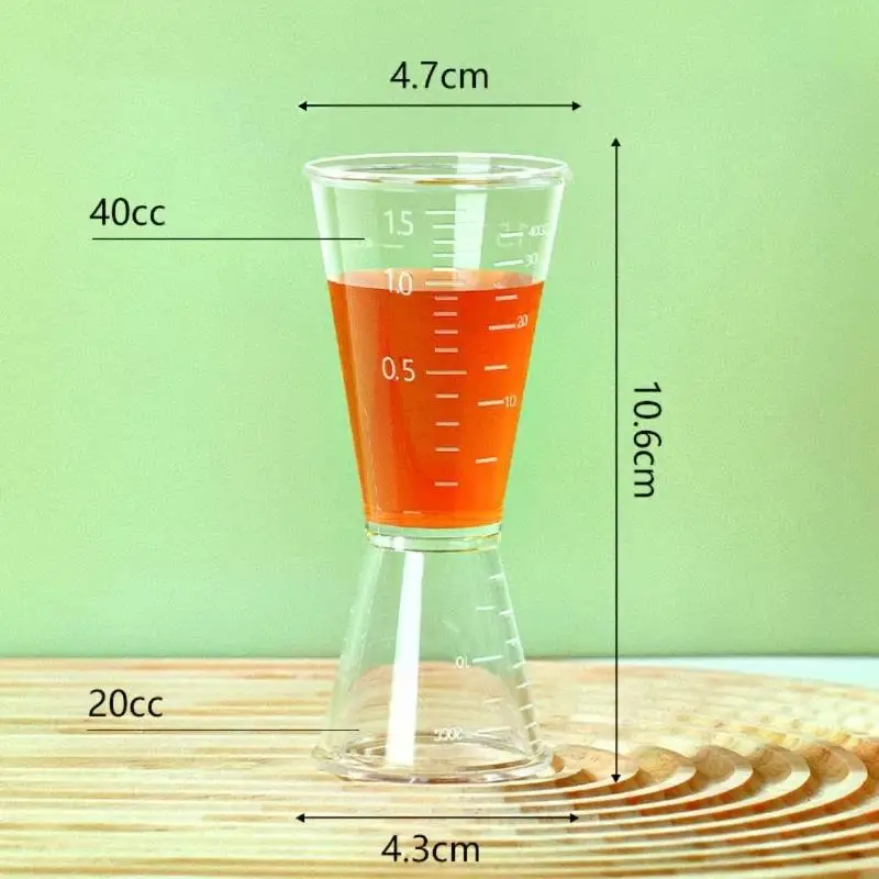 New PC Measure Cup 20/40cc Transparent Cocktail Shaker Kitchen Supplies 20/40cc Double-headed