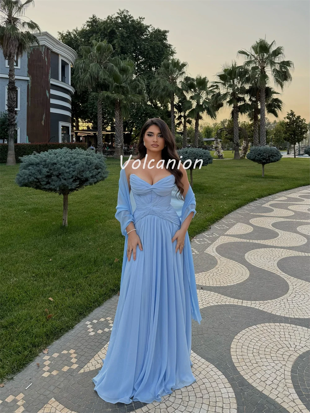 Customized Chinese Style High Quality Chiffon Ruched Draped Straight Straight Long Dresses Bespoke Occasion Dresses Modern Style