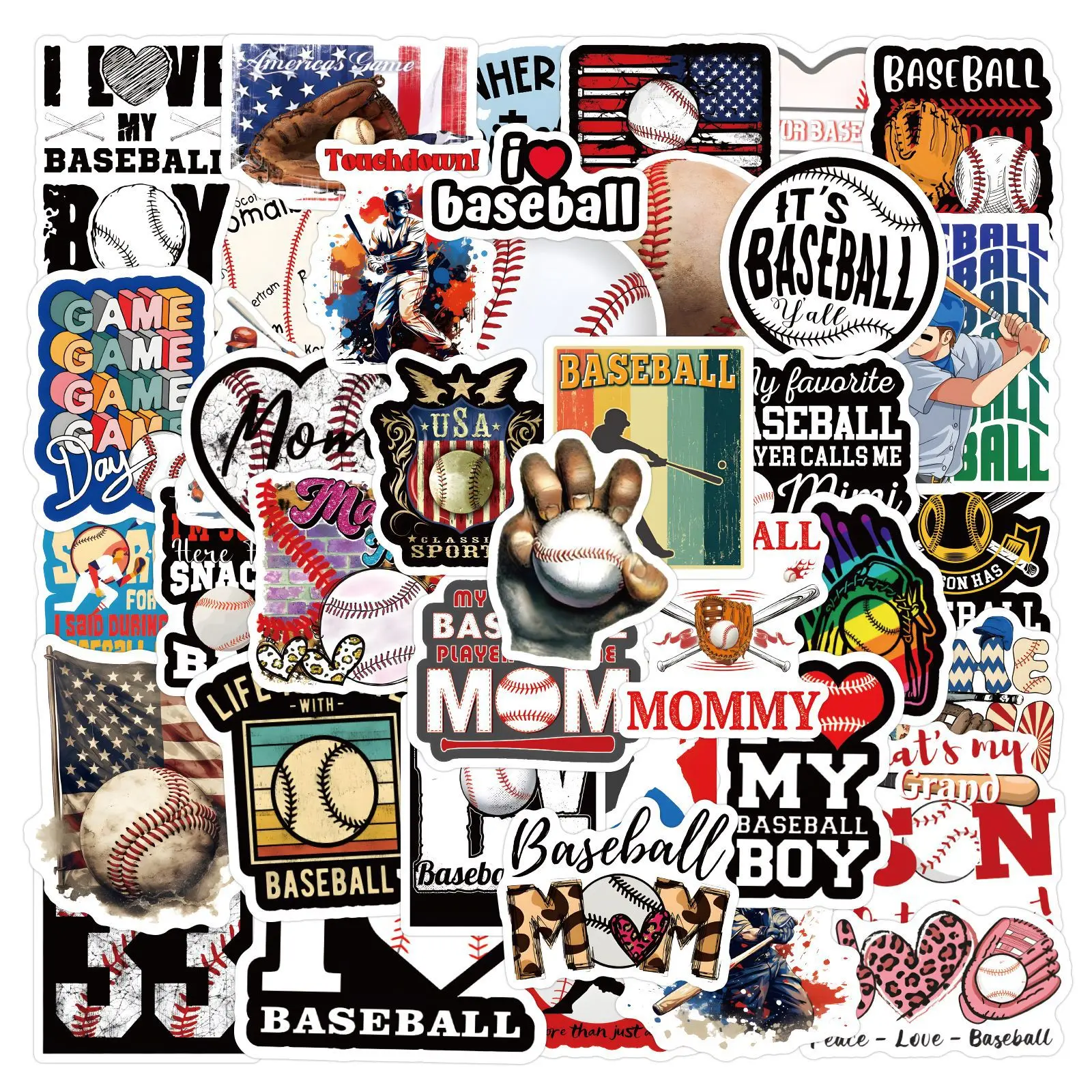 

10/60PCS Baseball Ball Sports Personalized Graffiti Decorative Luggage Water Cup Laptop Skateboard Waterproof Stickers Kids Toy