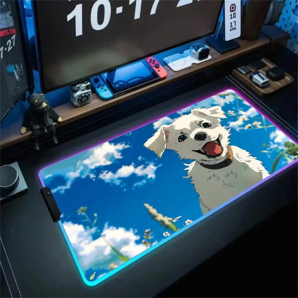 

RGB Mouse pad Digital art puppy design LED glow gaming mat rubber anti-slip Desk Mat gamer pc accessories Gaming keypad mousepad