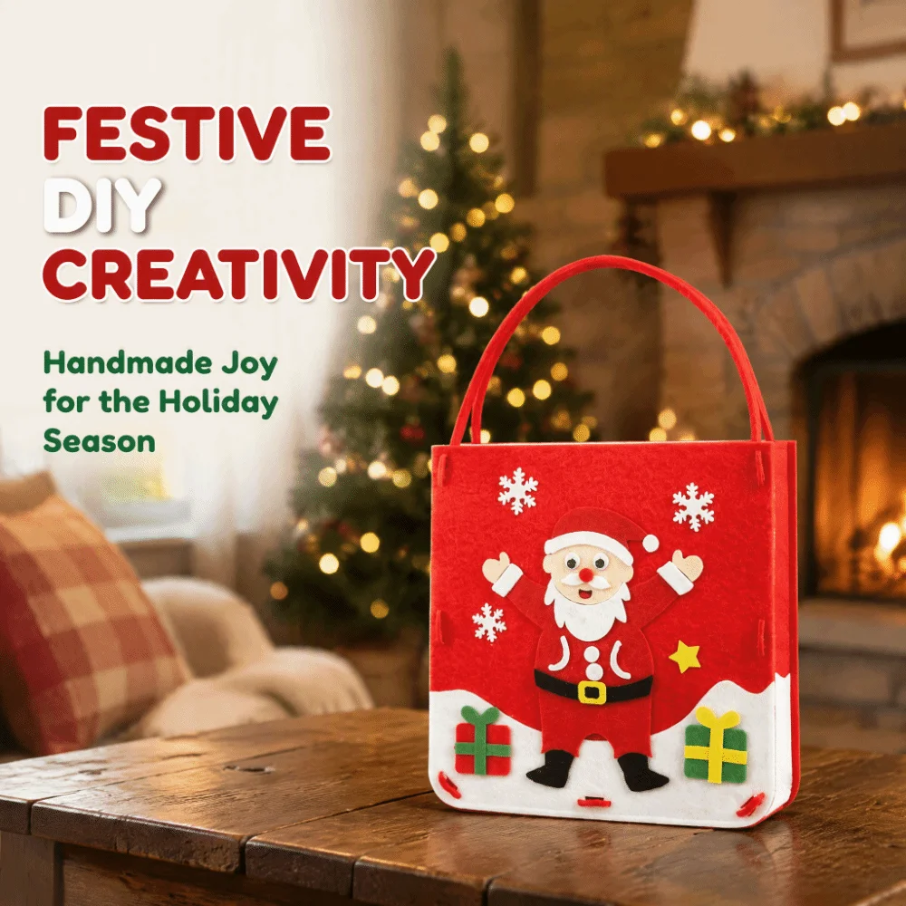 Non-woven Fabric DIY Xmas Candy Bag Santa Claus Snowman Christmas Bag Handmade Christmas Tree Portable Elk Handbag Toddlers