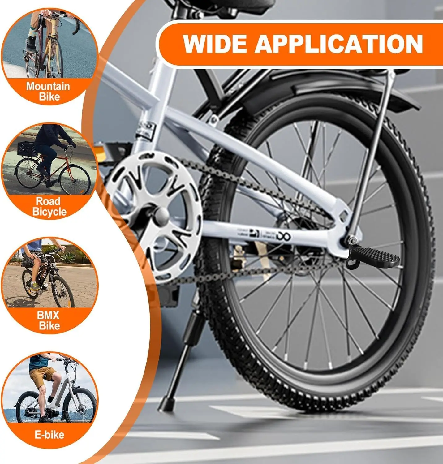 산악 전기 자전거용 미니 접이식 후방 페달 1쌍 자전거 발 페그 - 자전거 후방 페달