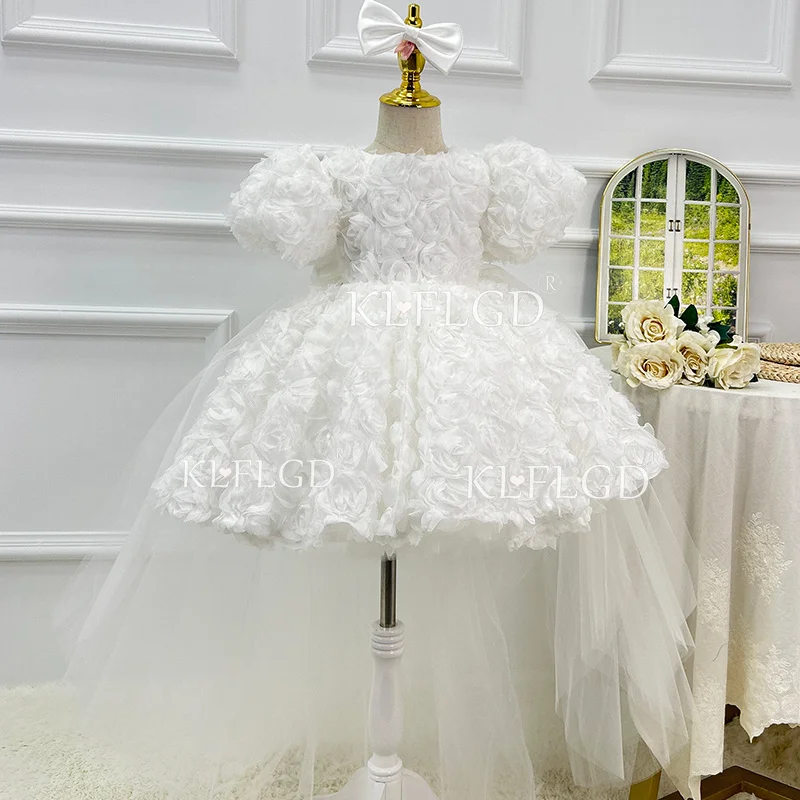 

KLFLGD Flower Girl Wedding White Girl Dress up Sparkling Lace Fluffy Wedding Birthday Party Special Occasion Dress