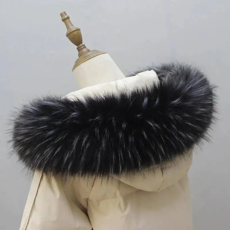 Cappotto invernale da donna con cappuccio in pelliccia grande, colletto, sciarpa in pelliccia finta, giacca da donna, collo in pelliccia di procione