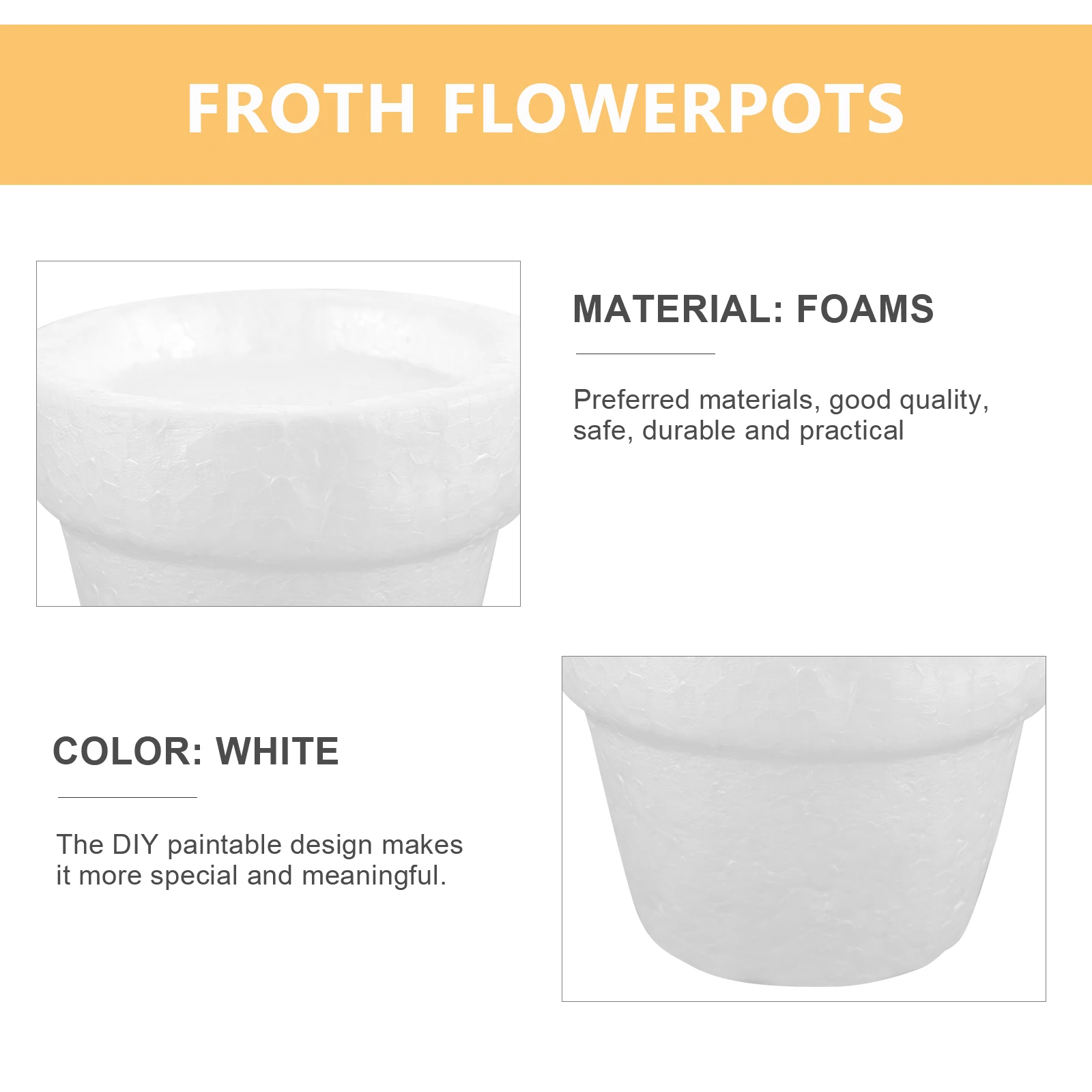 

10Pcs Foam Flowerpots DIY Hand Painted White Pots Creative Gift for Kids Art Class Home Decor DIY Flowerpots Simple Pots