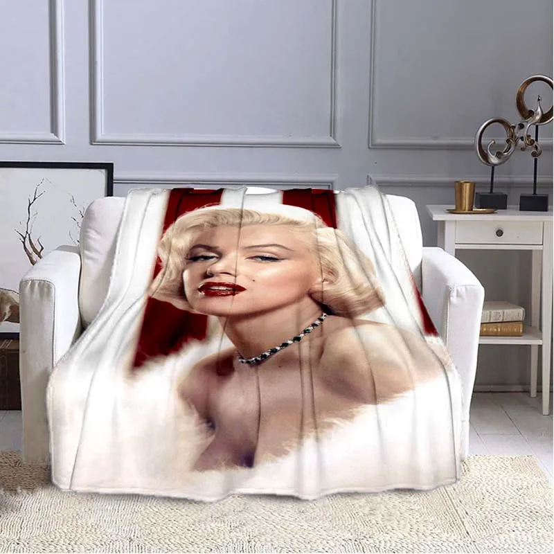 3D Pattern Marilyn Monroe Print Soft Warm Blanket Flannel Portable Comfortable Warm Blanket throw blanket  picnic blanket