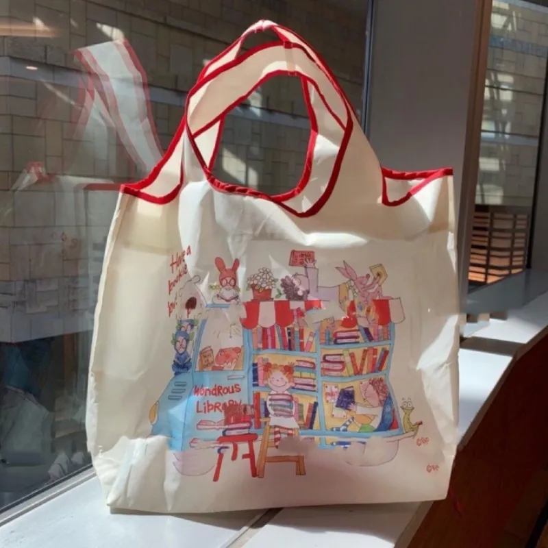 

Cartoon COCO Sauce Series Handbag Kawaii Environmentally Friendly Printed Foldable Shopping Bag Large Capacity Storage Bag