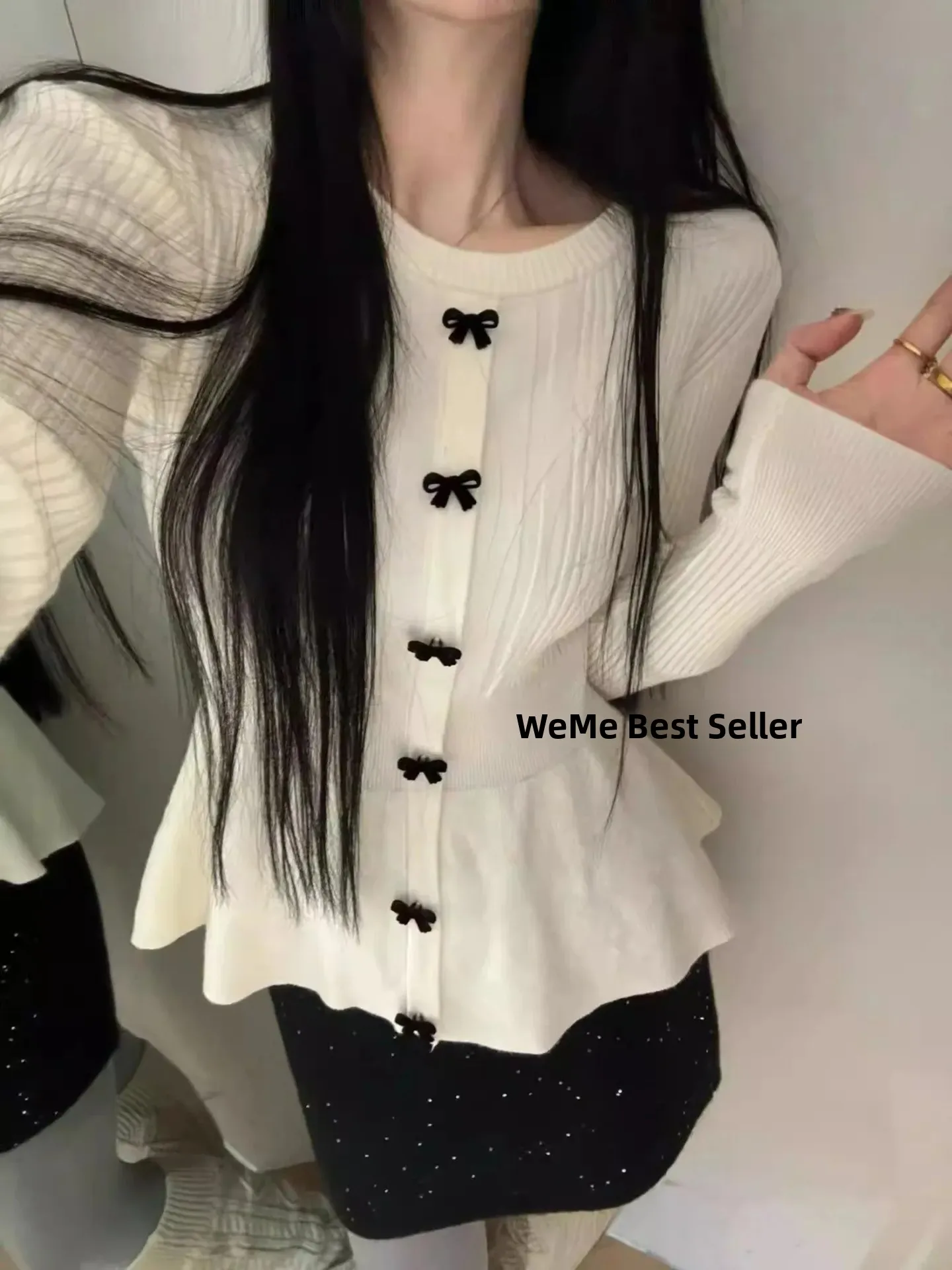 

Gentle Knitwear Women's Spring 2026 New Korean Sle Knot Waist Cinching Pleated Hem Base irt Soft Long Sve