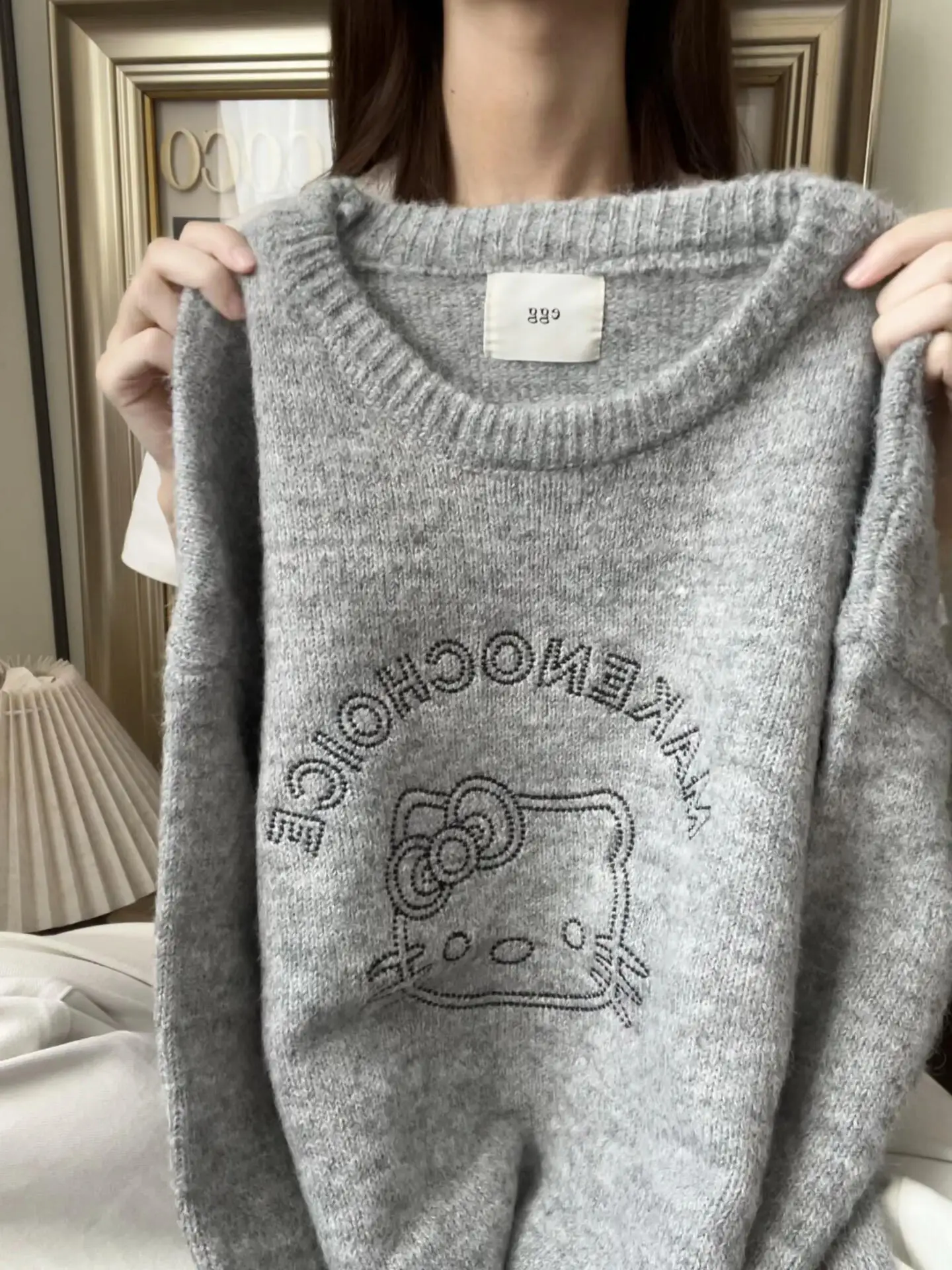 

Корейский мягкий свитер с мультяшным принтом, круглый вырез, женский, осенне-зимний, свободный вязаный топ, удобный и модный