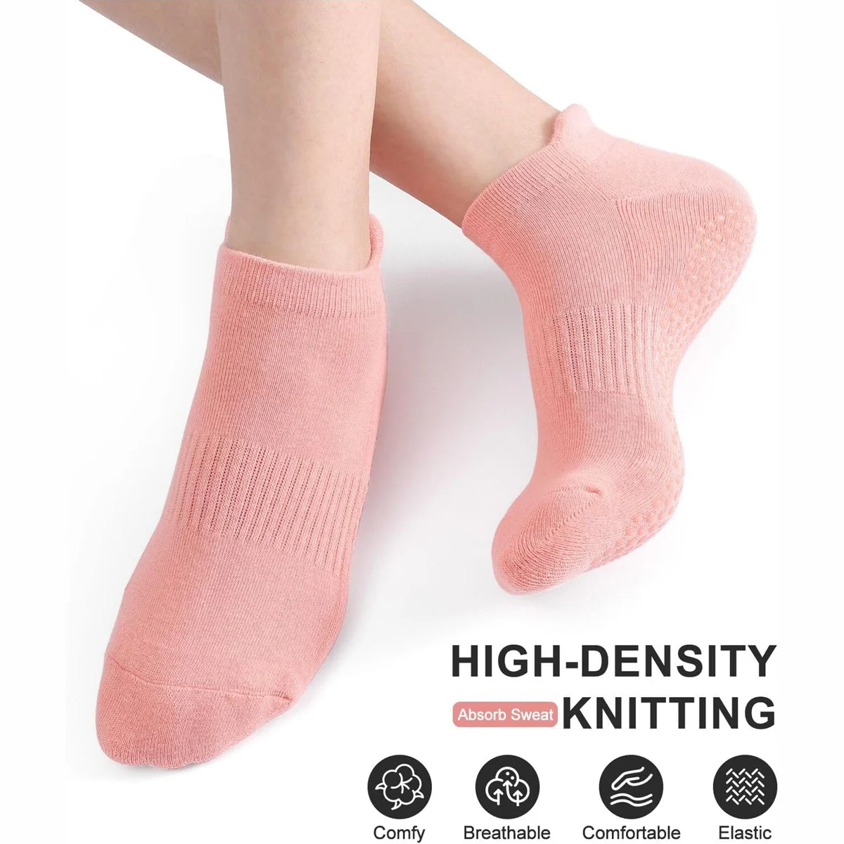 3 Pairs Yoga Socks for Women Non Slip Pilates Socks Grip Socks for Barefoot Barre Ballet