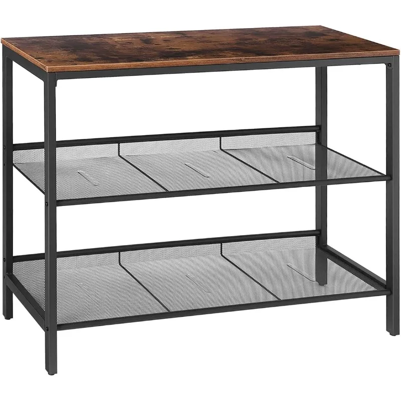 Console Table, Sofa Table with 2 Flat or Slant Adjustable Mesh Shelves, Hallway Table and Sideboard in Entryway