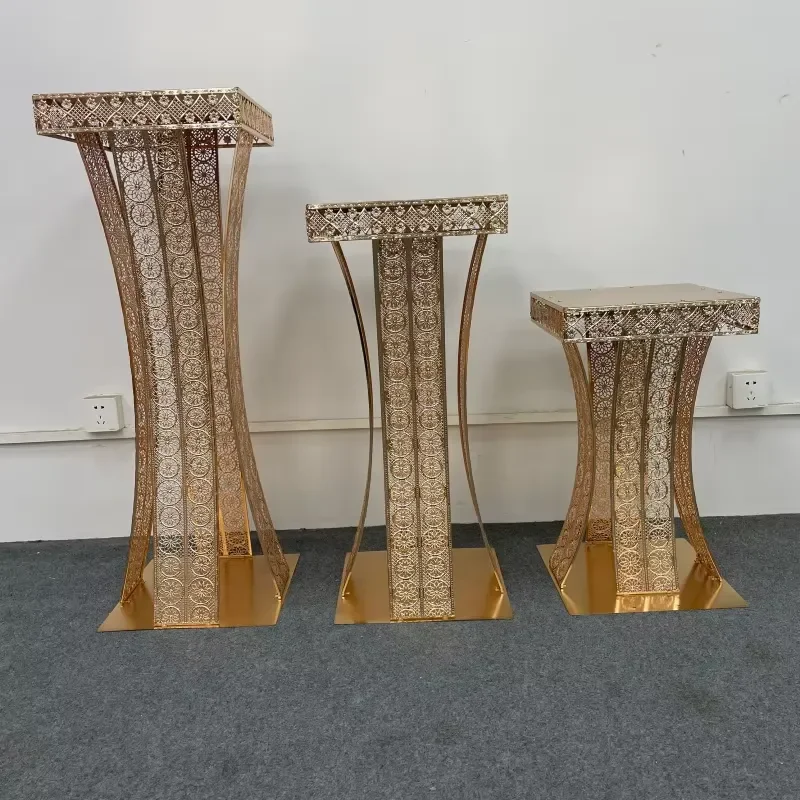 Wedding Decoration Props Wrought-Iron Flower Stand Metal Centerpiece Head Table Floral Vases Dessert Table High
